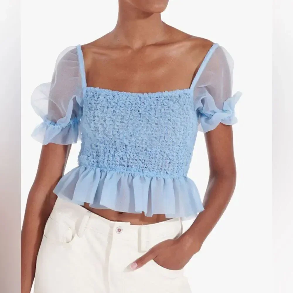STAUD French Blue Cannon Top NWT